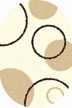 Овальный ковер Шегги длинноворсовый SHAGGY S610 CREAM УЛЬТРА Круги крем-беж ОВАЛ