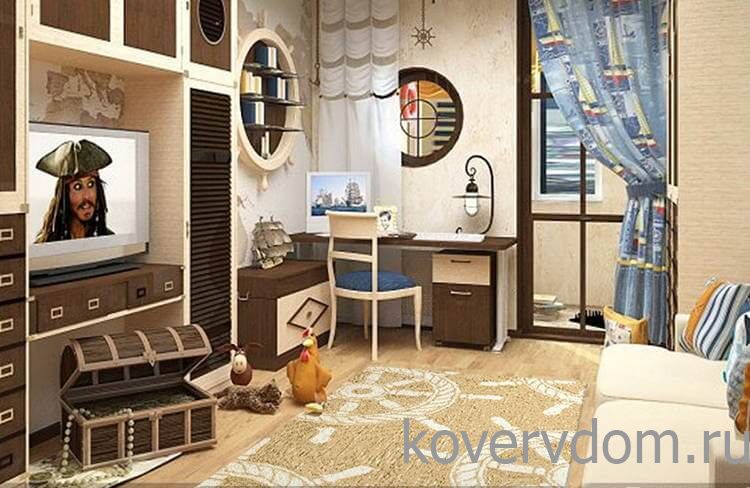 Ковер МОРСКОЙ Корабельные Штурвалы бежевый